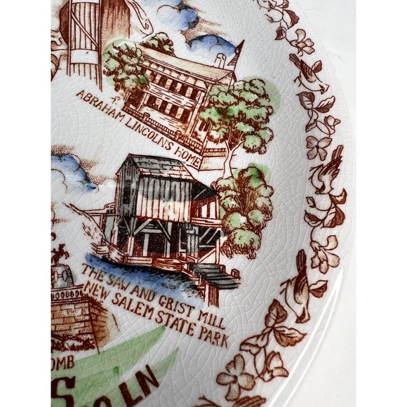 Nikko Ironstone Vintage Illinois State Plate Land of Lincoln 11- inch White - Picture 11 of 16